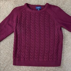Lands' End Women's Burgundy Drifter Cable Knit Sweater